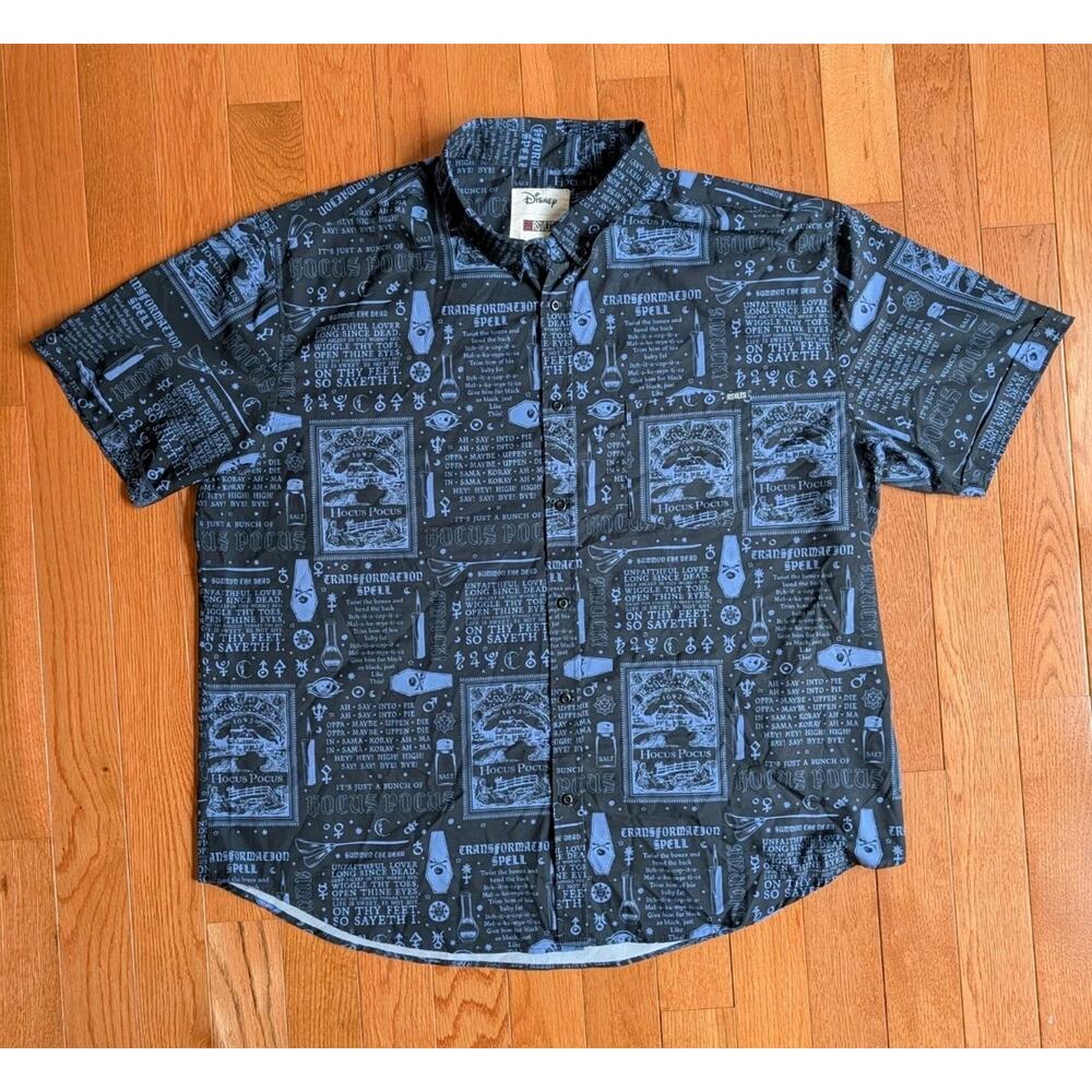 Disney RSVLTS Hocus Pocus BOOOOOK Men's 3XL Kunuflex Button Down Blue/Black